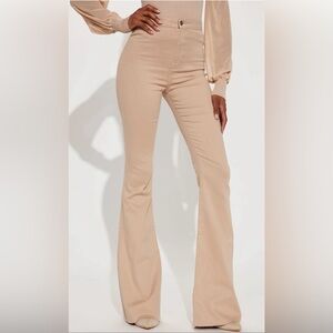Fashion Nova “The Time Is Now” High Rise Flare Jeans - Khaki